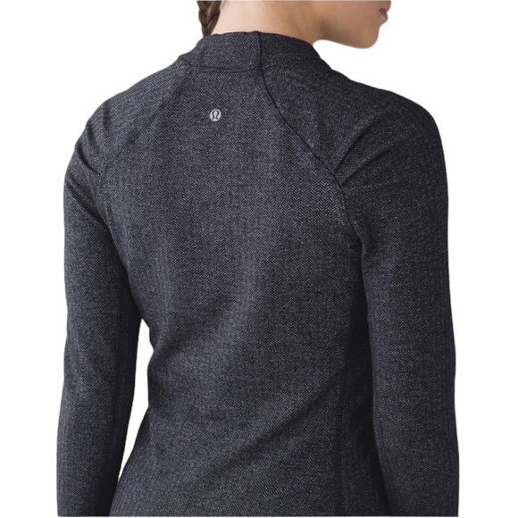 Lululemon Think Fast Long Sleeve Top Herringbone Black / Gray Size 8 - Picture 3 of 13